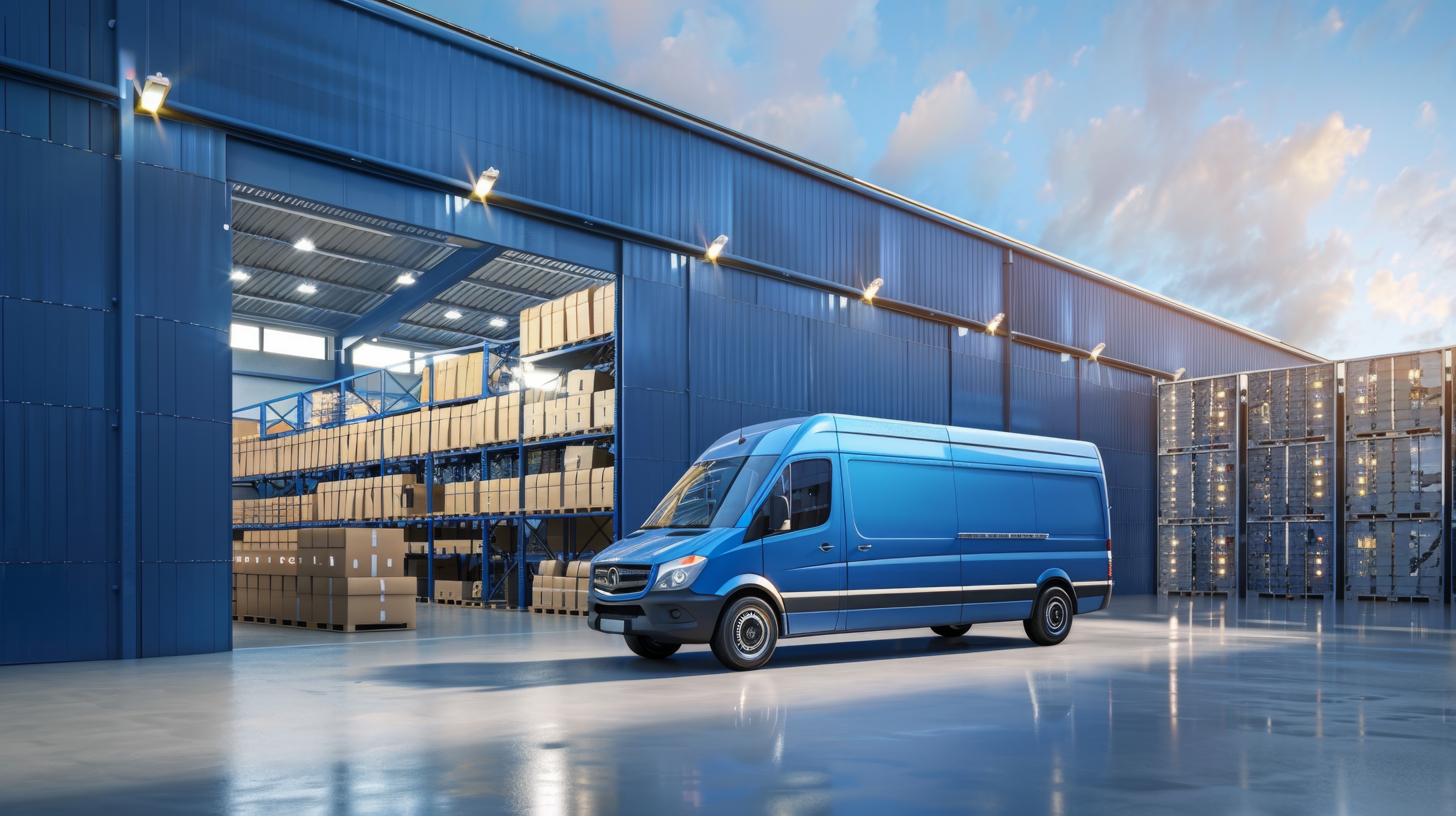 A Regional Routes Logistics delivery van at the distribution warehouse